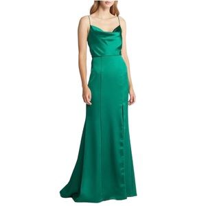 AMSALE Chloe Cowl Neck Emerald Green Bridesmaid Dress